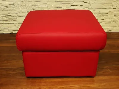 Produktbild von Rot Echtleder Hocker Sitzhocker Rindsleder Sitzwürfel 60x55 Fußhocker Polsterhocker Echt Leder Puff
