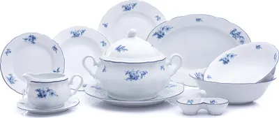 Produktbild von Speiseset Thun Rose, blaue Rosen, 25 Teile
