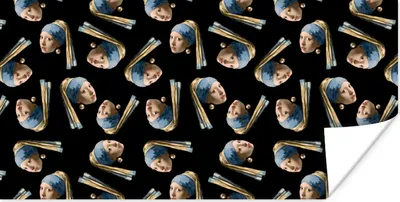 Produktbild von MuchoWow® Poster Das Mädchen mit dem Perlenohrring - Vermeer - Schnittmuster 40x20 cm - Poster für die Wand - Poster Schlafzimmer