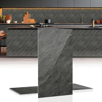 Obrázek produktu pro ISOISL Obkladové panely, rozměr 120 x 60 cm, barva šedá (imitace kamene), kompozitní materiál – sada 8 kusů, voděodolné