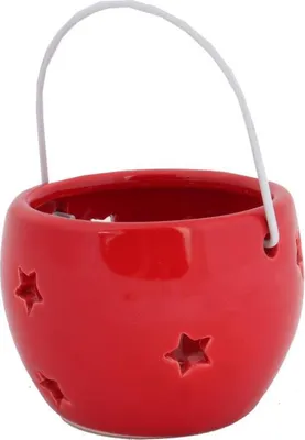Zdjęcie produktu dla Lampion ceramiczny z gwiazdkami czerwony