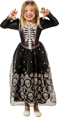 Produktbild von Totenkopf Kleid Halloween, Groesse:140