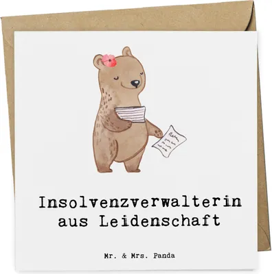 Produktbild von Mr. & Mrs. Panda faltkarte Insolvenzverwalterin Leidenschaft - Weiß - Geschenk, Glückwunschkarte, doppelkarte, Grußkarte, anlasskarte, Klappkarte
