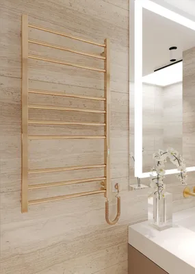 Immagine prodotto di ELNA Scaldasalviette Elettrico da Bagno Radiatore Oro PVD Acciaio Inox Ladder Lux 10 147 W 101 x 53 cm con Termostato