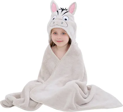 Obrázek produktu pro Dětský bavlněný ručník s kapucí Cartoon Bathrobe Bath Poncho Towel for Boys Girls(White)