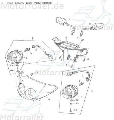 Produktbild von Scheinwerferverkleidung schwarz Roller 64211-107-000-S Motorroller.de Scheinwerfer-Verkleidung Lenker-Verkleidung Scheinwerferabdeckung Mokick Service