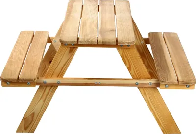 Produktbild von Gartenbank für Kinder - Holzbank mit Tisch - Für draußen - Robuste Konstruktion - Sitzbank und Tisch - Kindermöbel