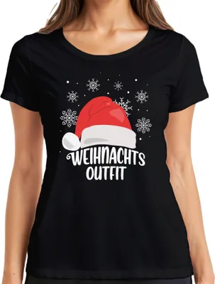 Produktbild von Weihnachtsoutfit Santa Hut - Weihnachten Weihnachtsgeschenk Christmas Damen T-Shirt, Schwarz, S