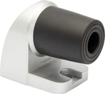 Image de Butée de porte WAGNER HOOK - 60 x 40 x 50 mm, aspect métal aluminium, caoutchouc noir, matériel de montage inclus - 15500011