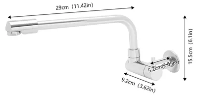 Zdjęcie produktu dla Bateria kuchenna – bateria ścienna z mieszaczem – obrotowa wylewka – mosiądz – ciepła/zimna woda – 29×9,2×15,5 cm – jasnoszara