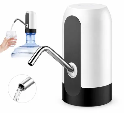Produktbild von Elektrische Wasserpumpe für Wasserspender, USB-Pumpe für Wasserkanister, 304 Edelstahl-Auslauf, kompakt für 5–18 L