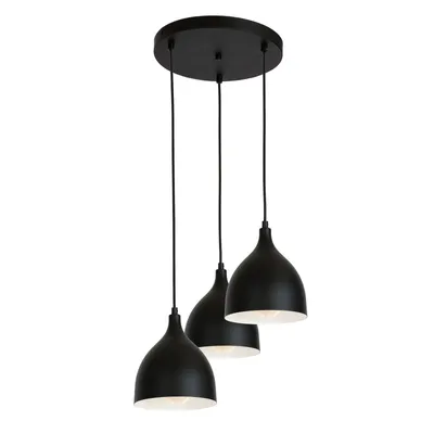 Zdjęcie produktu dla Lampa wisząca czarna okrągła 3 klosze Noak classic 3xE27 15W Luminex