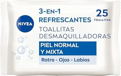 Zdjęcie produktu dla Odświeżające chusteczki do demakijażu 3 w 1, 25 szt