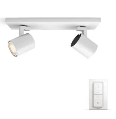 Produktbild von Philips Hue White ambience Runner Doppelspot, Intelligenter Einbaustrahler, Bluetooth/Zigbee, Weiß, LED, Metall, GU10