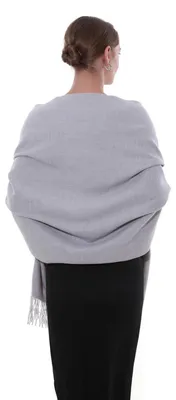 Immagine prodotto di Sciarpa Pashmina da donna, calda sciarpa invernale, modello stola, colore grigio, dimensioni 200 x 70 cm