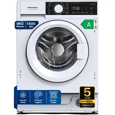 Productafbeelding van Heinner HWM-BI914IVA inbouw wasmachine, 9 kg, 1400 toeren/minuut, , met stoomfunctie, wit