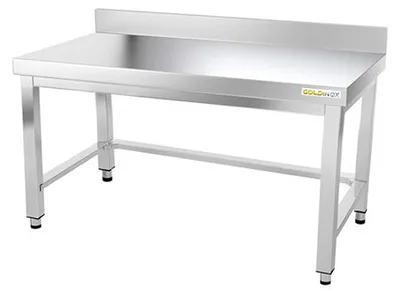 Immagine prodotto di Tavolo da lavoro in acciaio inox, base da 1400 x 500 mm, con supporto rinforzato PREMIUM - GOLDINOX