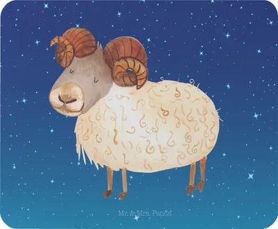 Produktbild von Mr. & Mrs. Panda Mauspad Sternzeichen Widder - Sternenhimmel Blau - Geschenk, Schafbock, Mousepad, laptop, Mouse Pad, Geburtstag April, pc mausunterlage, Bock, März
