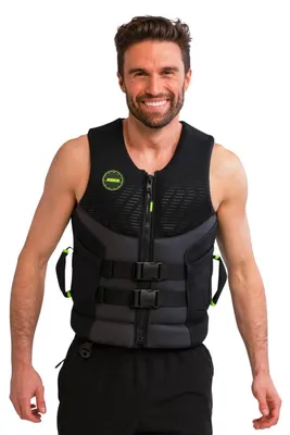 Immagine prodotto di Giubbotto di salvataggio Jobe Premium da uomo 50N in neoprene nero con maniglia di sostegno PWC Jet - Taglia: L