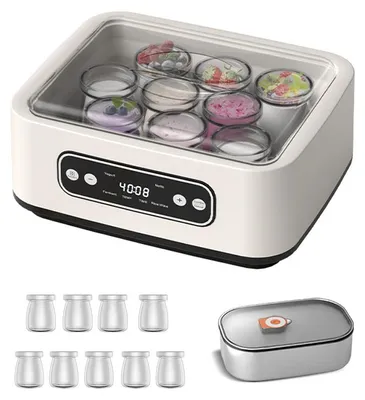 Produktbild von ZELURXX Joghurtmaschine 1,6L Edelstahl Innenbehälter, PTC Konstanttemperatur, 4-in-1 Fermentierer für Joghurt, Natto, Reiswein, Timer 1-99H