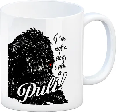 Produktbild von I'm not a dog I am a Puli! Kaffeebecher in schwarz