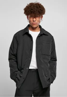 Zdjęcie produktu dla Bunda Urban Classics Wyściełana nylonowa kurtka koszulowa czarna - M
