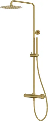 Produktbild von Lavita Orion Brushed Gold Duschset | Duschen Komplette Dusche Duschgarnitur mit Regendusche| Duschbrause Set Armatur Modernes Design