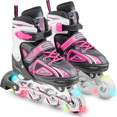 Immagine prodotto di Apollo Super blades X Pro | Pattini in linea regolabili fino a 4 misure per bambini | Rotelle LED | Taglia M (35-38), rosa