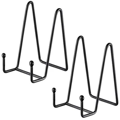 Produktbild von Tellerständer - 2 Stück Staffelei aus Metall - Tellerhalter - Schwarz 20 cm