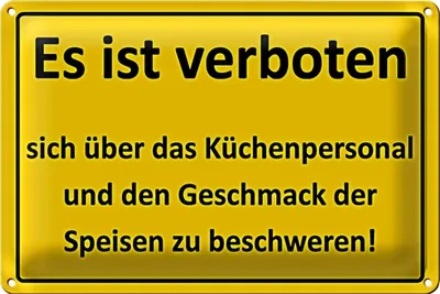 Produktbild von Blechschild Spruch 30x20cm Verboten über Küchenpersonal