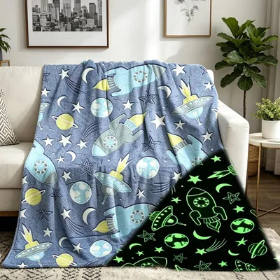 Immagine prodotto di Coperta luminosa per bambini con motivo dinosauri, 150 x 200 cm