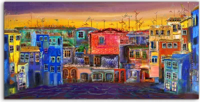 Produktbild von Coloray Acrylbild 120x60  Wandbild Acrylbilder Kunstdruck Malerei Stadt Häuser Straße