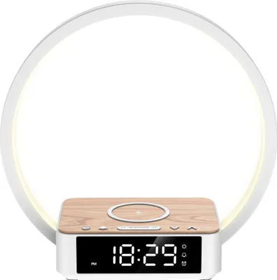 Produktbild von LED Lichtwecker mit Wireless Charging Schlaftimer Sonnenaufgang Snooze 3500K Weiß
