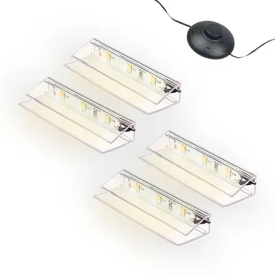 Produktbild von kalb | LED Glaskantenbeleuchtung Clip Set 3000K/5000K Transparent Plug & Play 4er Set warmweiß