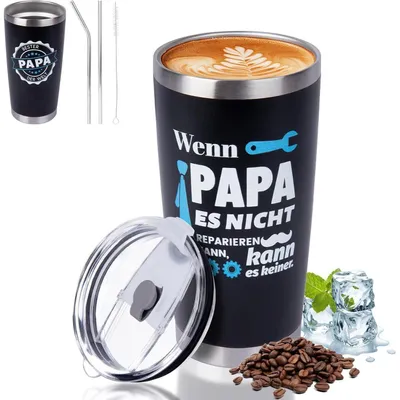 Productafbeelding van Thermobeker voor koffie, 20 oz, roestvrij staal, met accessoires, voor papa