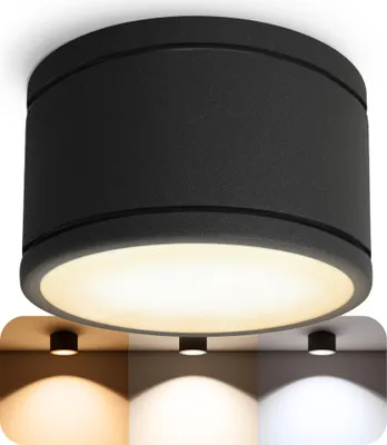 Produktbild von SSC-LUXon CELI-WX Aufbauleuchte Bad schwarz - inkl. LED Birne GX53 6W drei einstellbaren Lichtfarben 3CCT - IP44 Deckenlampe Badezimmer