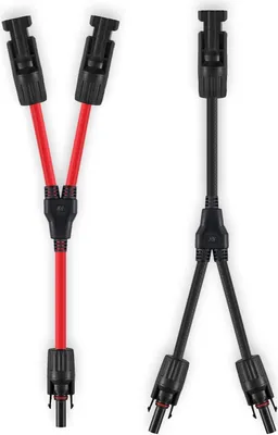 Produktbild von 6 mm² Solarkabel Y-Verteiler – 1 Paar Solarpanel Y 10AWG Stecker, Fotovoltaik Kabel für Solaranlage (Rot + Schwarz)