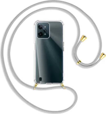 Produktbild von Handykette Backcover-Schutzhülle mit Band (Metall goldfarben) für Realme C31 - silbergrau