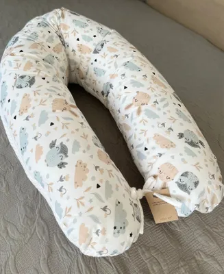 Produktbild von 190 cm L/XL Kissen Seitenschläferkissen Schwangerschaftskissen Stillkissen Bezug HASE Beige-Weiß/ Waffelpique Weiß Relaxkissen Schlafen LOOLAY