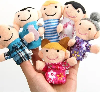 Produktbild von KIK - Plüsch Maskottchen Familie Fingerpuppen 6 Stück