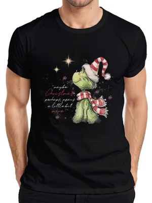 Obrázok produktu pre Grinch možno Vianoce znamenajú viac Vianočný darček vtipné pánske tričko, čierne, L