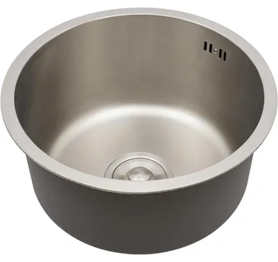 Obrázek produktu pro Kulatý dřez – dřez pro kempování a kuchyň – průměr 36 cm – litina – s kohoutkem – s jedním otvorem – určený k vestavbě