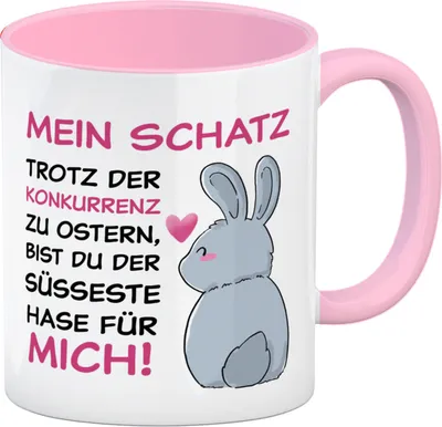 Produktbild von Mein Schatz, du bist der süßeste Hase für mich Kaffeebecher Rosa