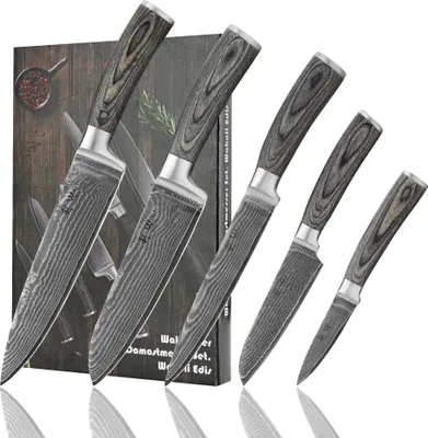 Produktbild von Wakoli EDIS 5er Damastmesser-Set I 8-20 cm Klinge I Pakkaholzgriffe