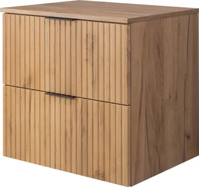Image de Armoire de salle de bains, Chêne Craft avec poignée noire / avec plateau supérieur, 60 x 57 x 46 cm