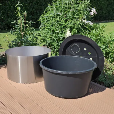 Produktbild von 90l Springbrunnenbecken Set mit Edelstahlumrandung