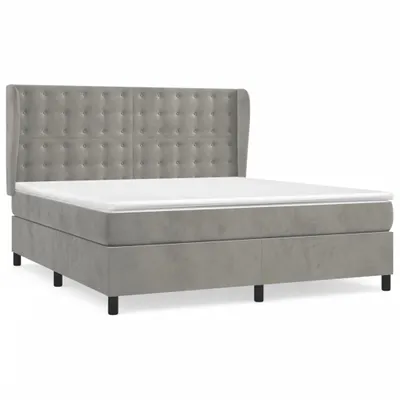 Produktbild von vidaXL Boxspringbett mit Matratze Hellgrau 160x200 cm Samt