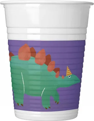 Produktbild von Plastikbecher mit Dino Party Motiv für Kinder, 8 Stück, ca. 200 ml Füllmenge