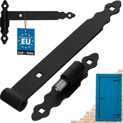 2 Cerniere A Croce KOTARBAU 350mm - Acciaio Verniciato Nero Per Porte E Cancelli