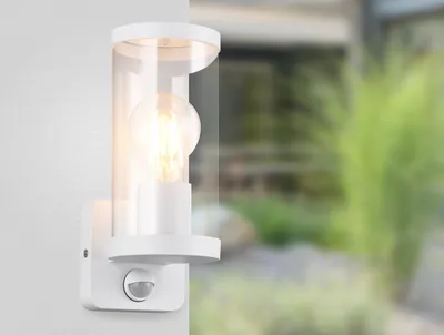 Produktbild von LED Außenwandleuchte mit Bewegungsmelder, Außenleuchte Hausbeleuchtung Weiß 23cm
